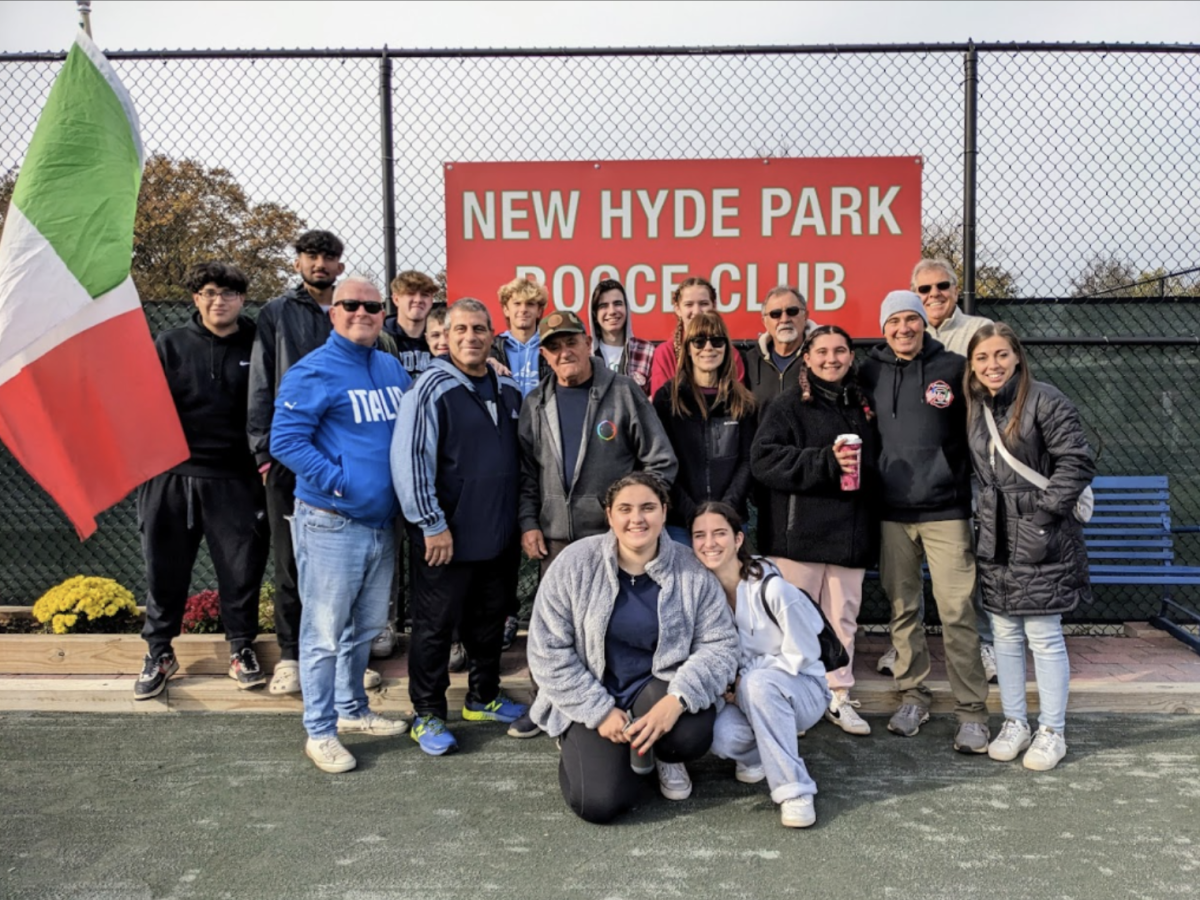 Members of New Hyde Park Memorial High School's Italian Club participated in a day of Bocce with the New Hyde Park Bocce Club in celebration of October's Italian American Heritage Month. (Source from Diane Bentivegna)
